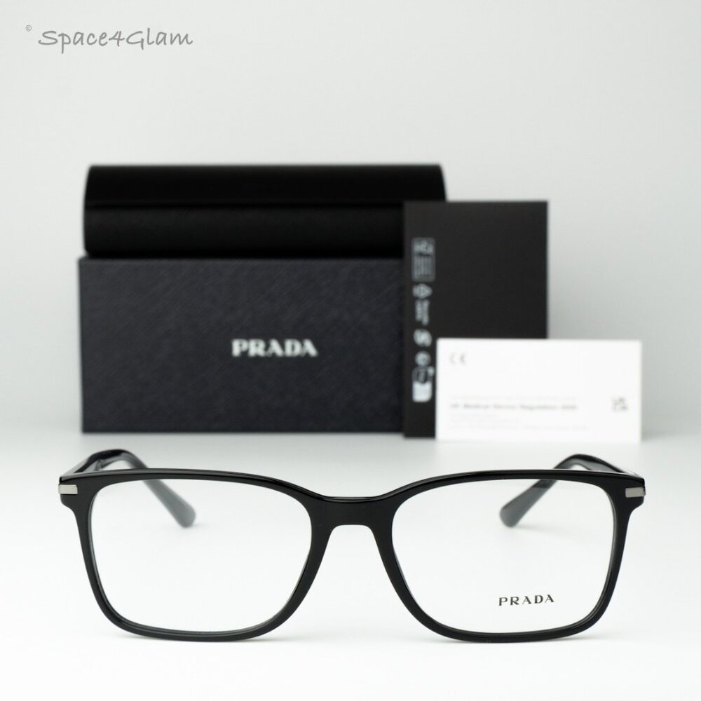 Prada Men Eyeglasses Black Demo Square PR14WV 1AB1O1 BRAND NEW